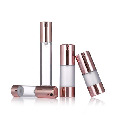 Luxury Rose Gold Bottle de bomba sem ar 15-20 ml Bottle de loção sem ar redonda Bottle de soro