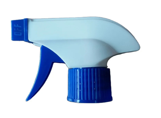 Pulverizador de gatilho de plástico de cor azul-branca 28 mm para limpeza diária