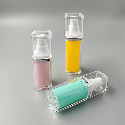 Promoção Quente Atacado Fábrica Alta Qualidade Frasco a Vácuo Quadrado de Camada Dupla de 15ml 30ml 50ml para Cuidados Pessoais