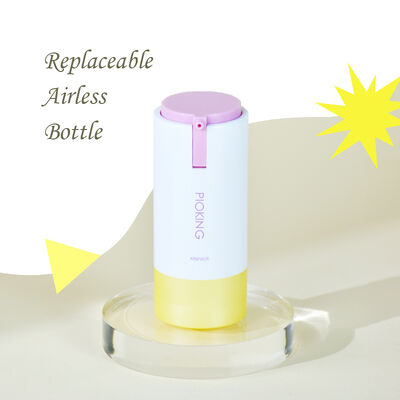 Rótulo particular reciclável 15ml 30ml 50ml Forma redonda Custom Pink Color Purple Airless ABS Lotion Bottle para embalagens de cuidados com a pele