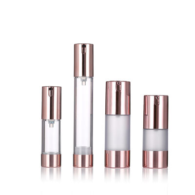 Luxury Rose Gold Bottle de bomba sem ar 15-20 ml Bottle de loção sem ar redonda Bottle de soro