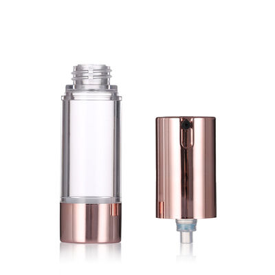 Luxury Rose Gold Bottle de bomba sem ar 15-20 ml Bottle de loção sem ar redonda Bottle de soro