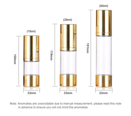 Recomendo 15ml 30ml 50ml Slim Airless Pump Bottle para embalagens de cuidados com a pele com loção e soro de impressão em tela